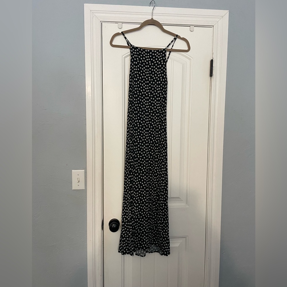 REFORMATION Black White Daisy Floral Print Spaghetti Strap Sundress Dress 12